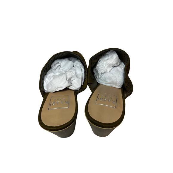 NWOT Kaari Blue Size 7.5 Vacation Pointed Toe Suede Block Heel Sandal Nude Green - Picture 7 of 12